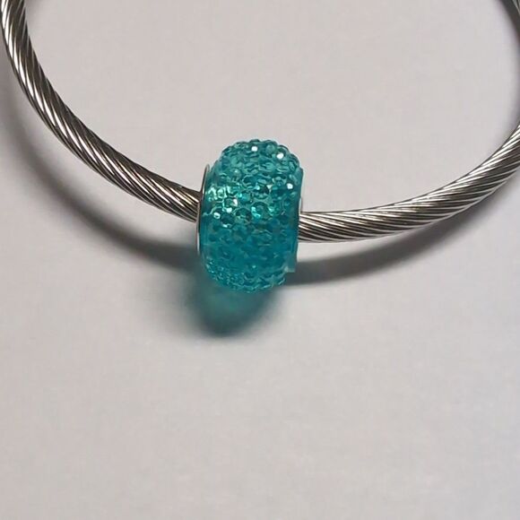 Blue Crushed Pave Charm for Pandora‎ Style Bracelet - Picture 2 of 4